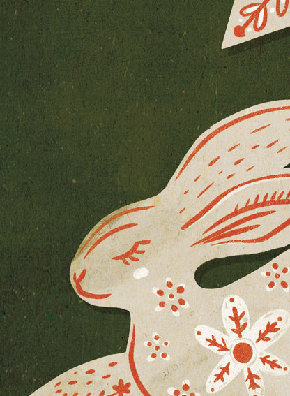 Holiday Hare-loom Green, Poster